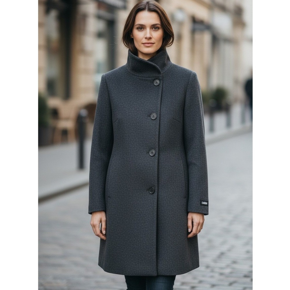 DKNY Wool Blend Walker Coat DL1MWD11 Womens Medium Charcoal Grey NWT